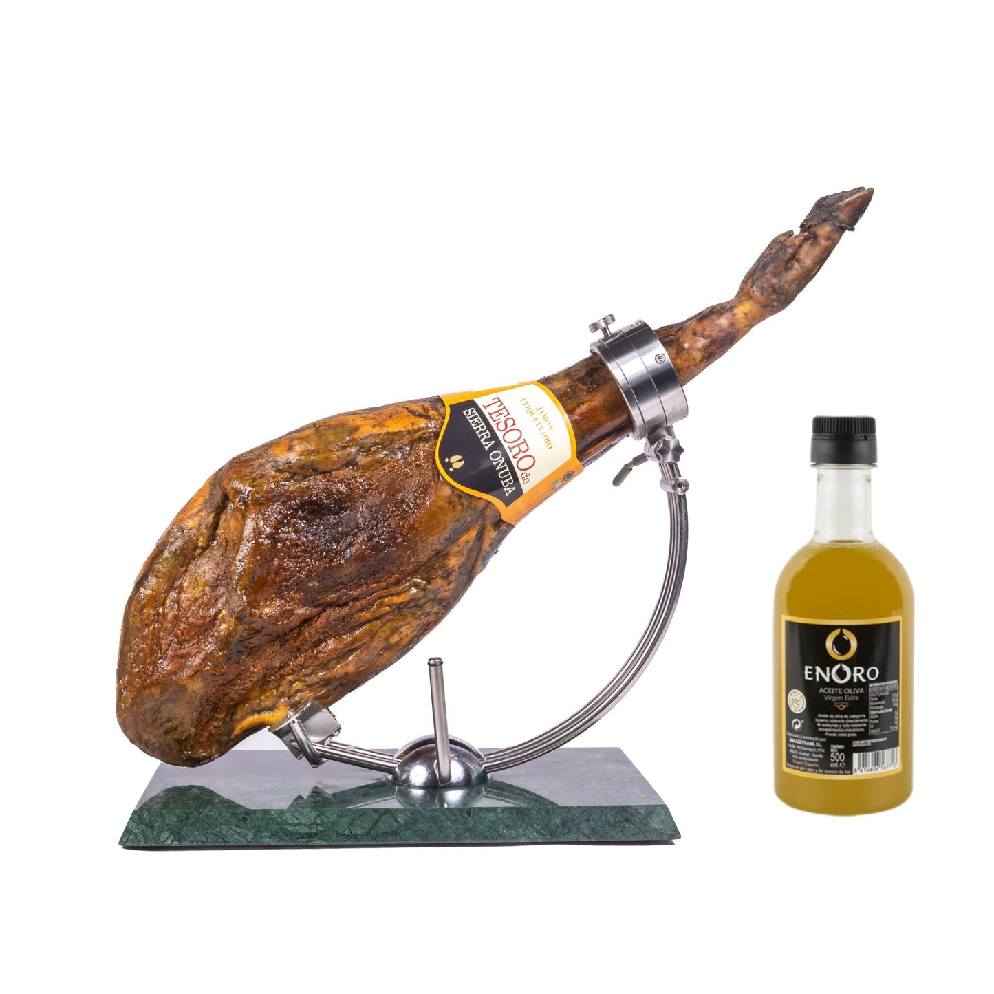 Jamón Etiqueta Oro Tesoro De Sierra Onuba 8.5 Kg + Aceite Oliva Virgen Extra_0