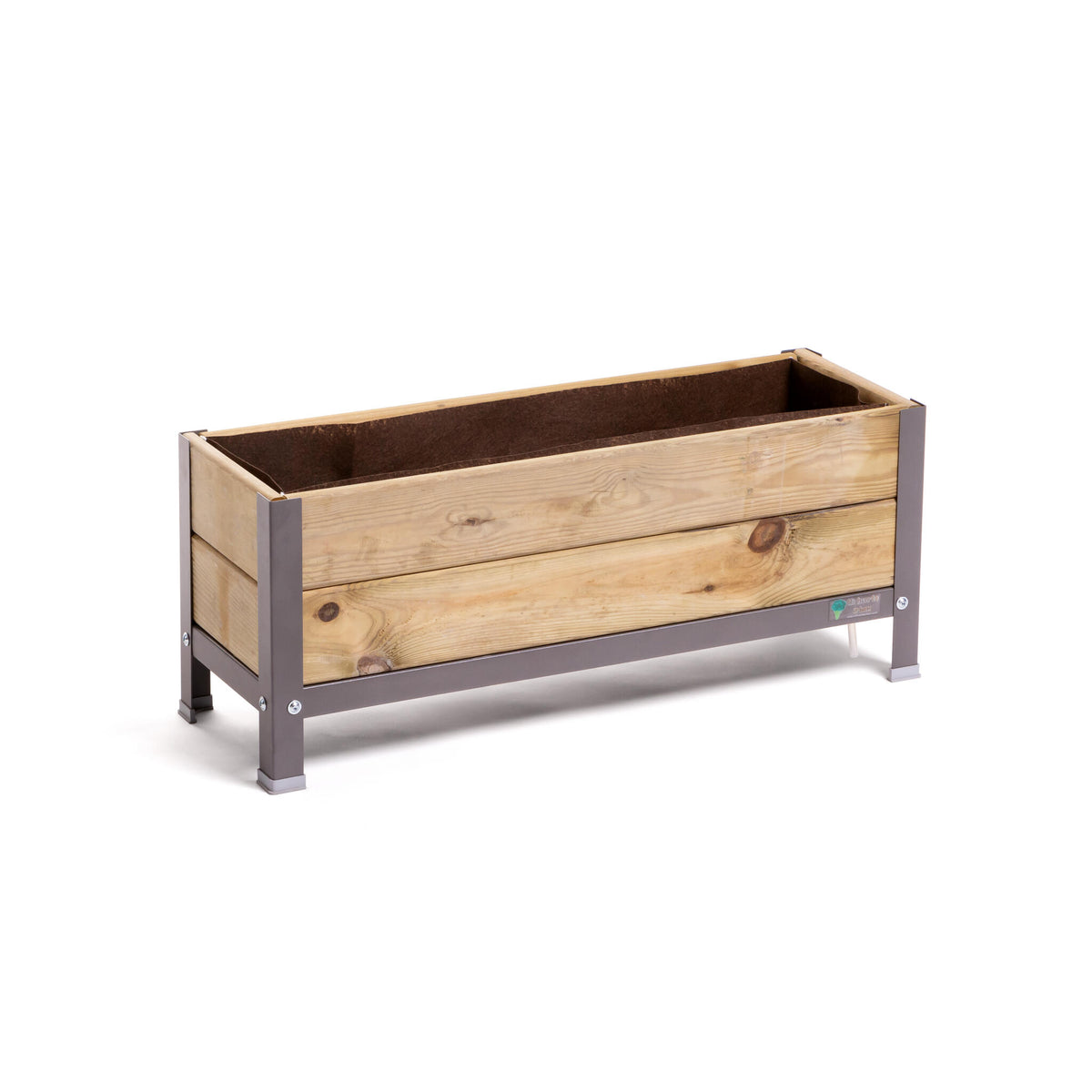 Jardinera Elevada De Madera Gris Mate 90x30x38 Cm De Estructura Metálica Y Bandeja Recoge Aguas Mi Huerto Urban_0