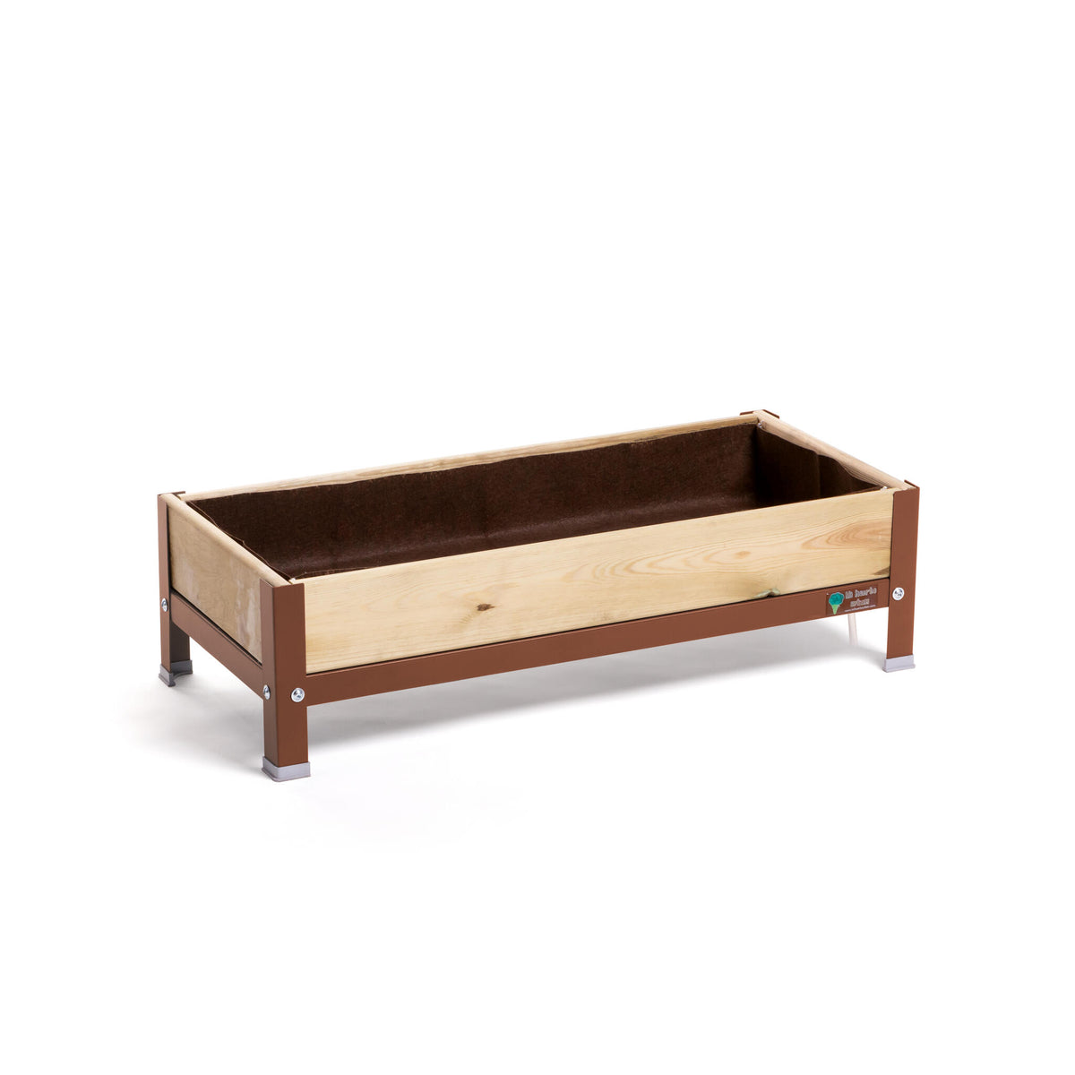 Jardinera Elevada De Madera Marrón 90x40x26 Cm De Estructura Metálica Y Bandeja Recoge Aguas Mi Huerto Urban_0