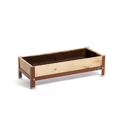 Jardinera Elevada De Madera Marrón 90x40x26 Cm De Estructura Metálica Y Bandeja Recoge Aguas Mi Huerto Urban_0