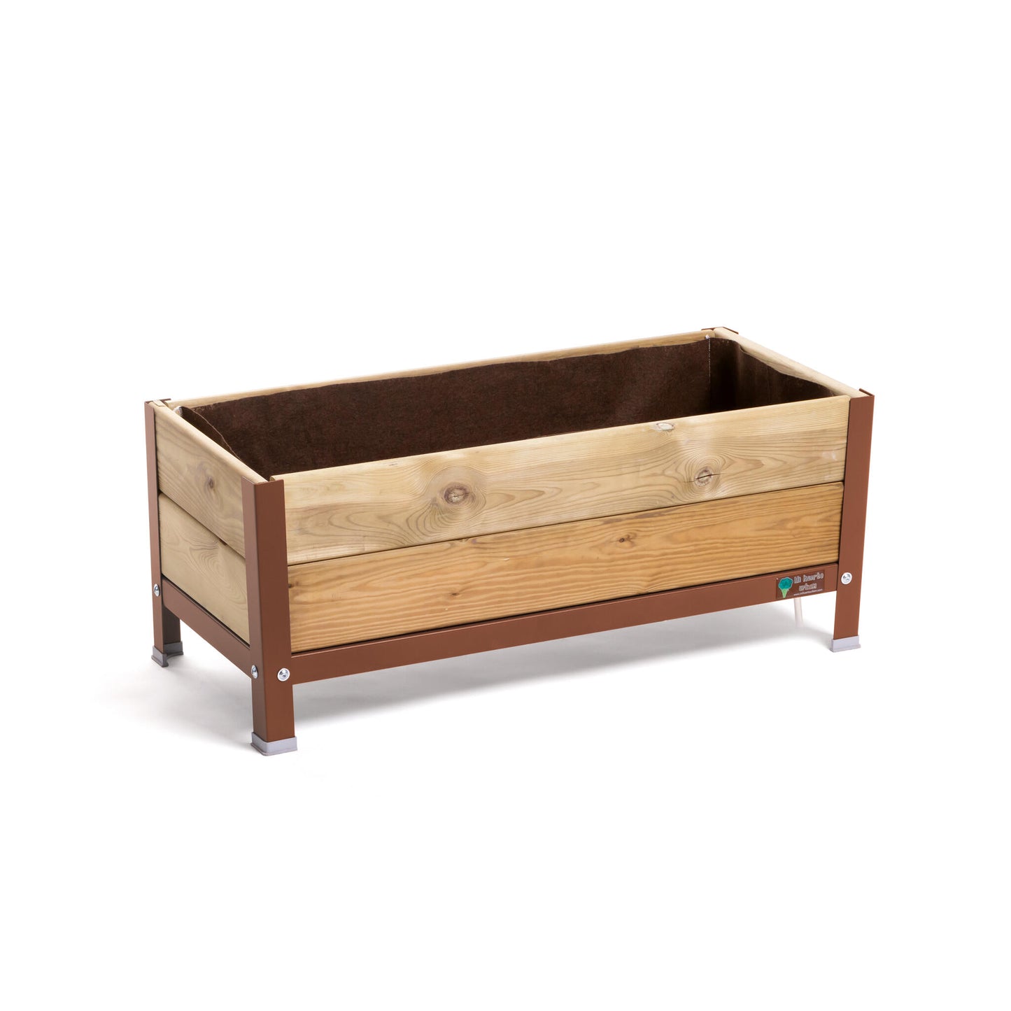 Jardinera Elevada De Madera Marrón 90x40x38 Cm De Estructura Metálica Y Bandeja Recoge Aguas Mi Huerto Urban_0