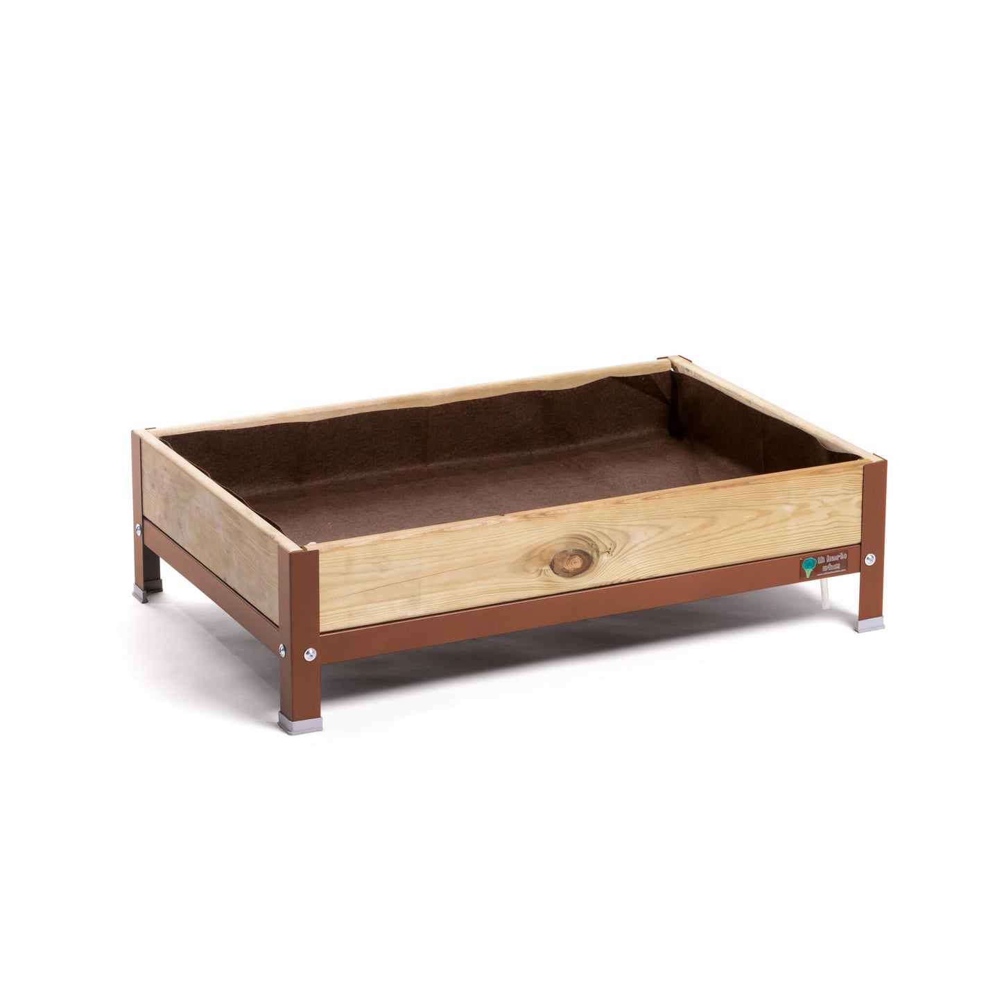 Jardinera Elevada De Madera Marrón 90x60x26 Cm De Estructura Metálica Y Bandeja Recoge Aguas Mi Huerto Urban_0