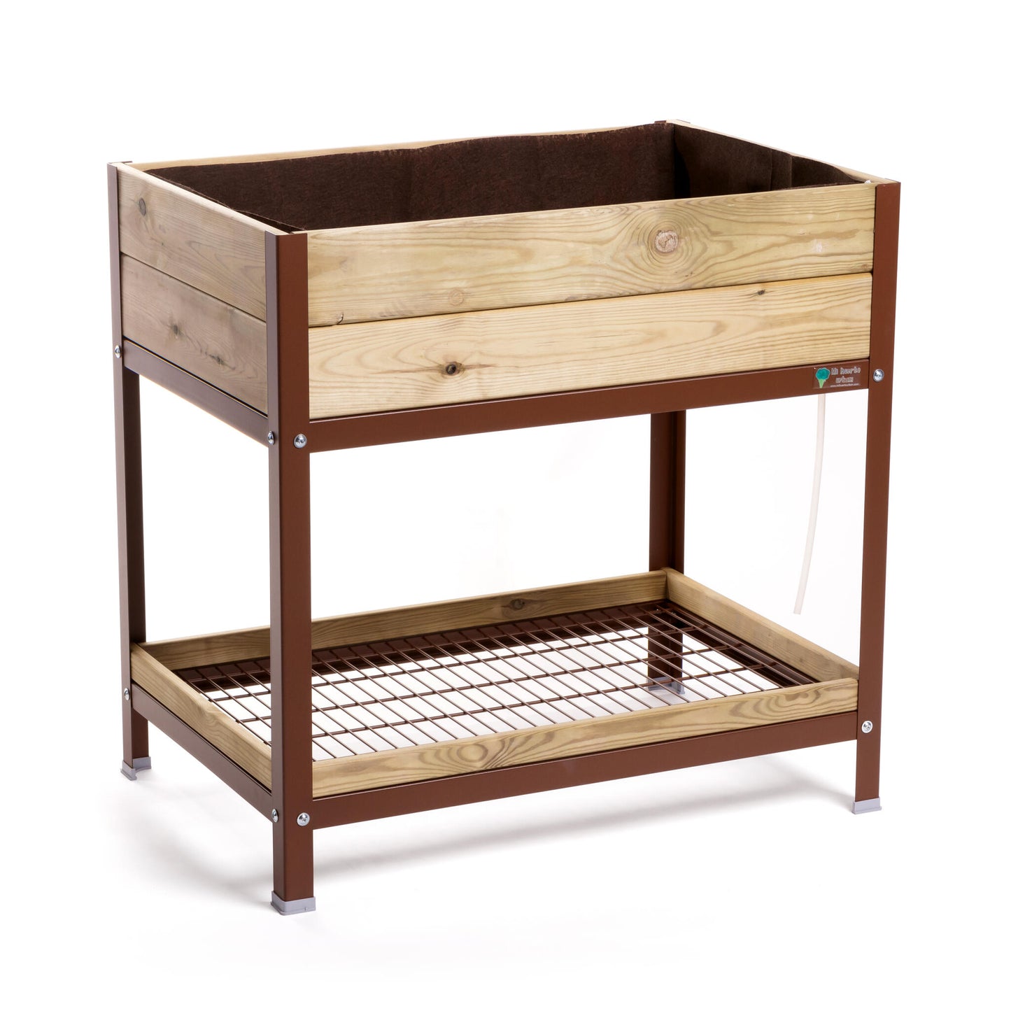 Jardinera Elevada De Madera Marrón 90x60x90 Cm De Estructura Metálica Y Bandeja Recoge Aguas Mi Huerto Urban_0