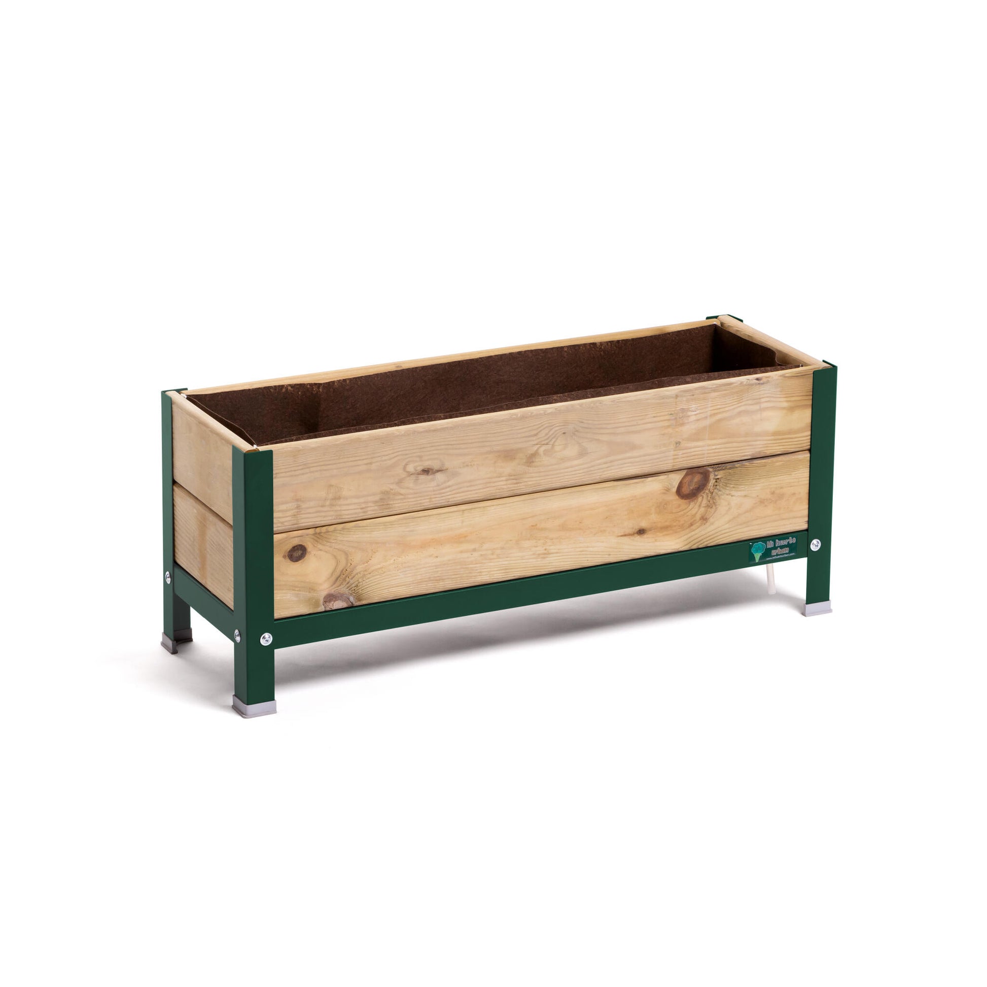 Jardinera Elevada De Madera Verde 90x30x38 Cm De Estructura Metálica Y Bandeja Recoge Aguas Mi Huerto Urban_0