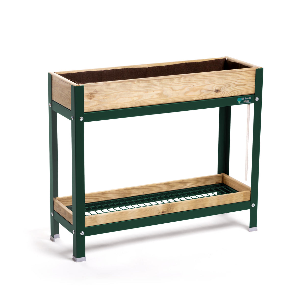 Jardinera Elevada De Madera Verde 90x30x78 Cm De Estructura Metálica Y Bandeja Recoge Aguas Mi Huerto Urban_0