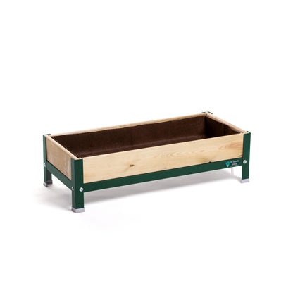 Jardinera Elevada De Madera Verde 90x40x26 Cm De Estructura Metálica Y Bandeja Recoge Aguas Mi Huerto Urban_0