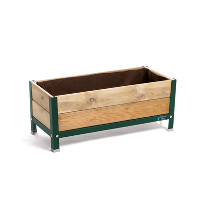 Jardinera Elevada De Madera Verde 90x40x38 Cm De Estructura Metálica Y Bandeja Recoge Aguas Mi Huerto Urban_0