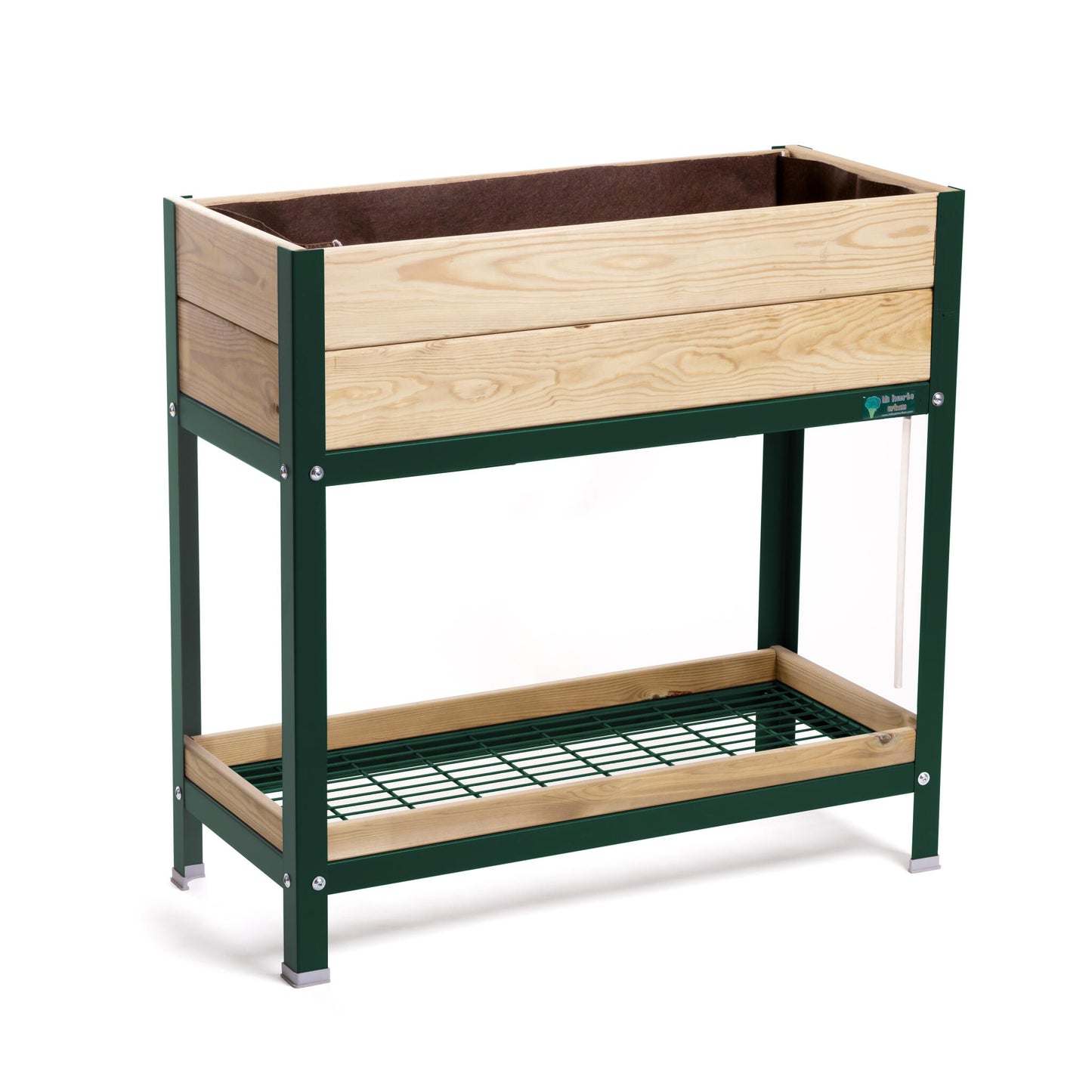 Jardinera Elevada De Madera Verde 90x40x90 Cm De Estructura Metálica Y Bandeja Recoge Aguas Mi Huerto Urban_0