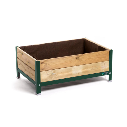 Jardinera Elevada De Madera Verde 90x60x38 Cm De Estructura Metálica Y Bandeja Recoge Aguas Mi Huerto Urban_0