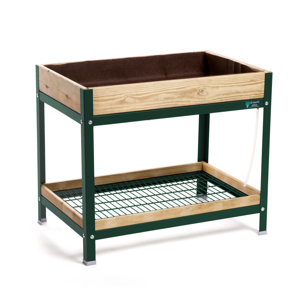 Jardinera Elevada De Madera Verde 90x60x78 Cm De Estructura Metálica Y Bandeja Recoge Aguas Mi Huerto Urban_0
