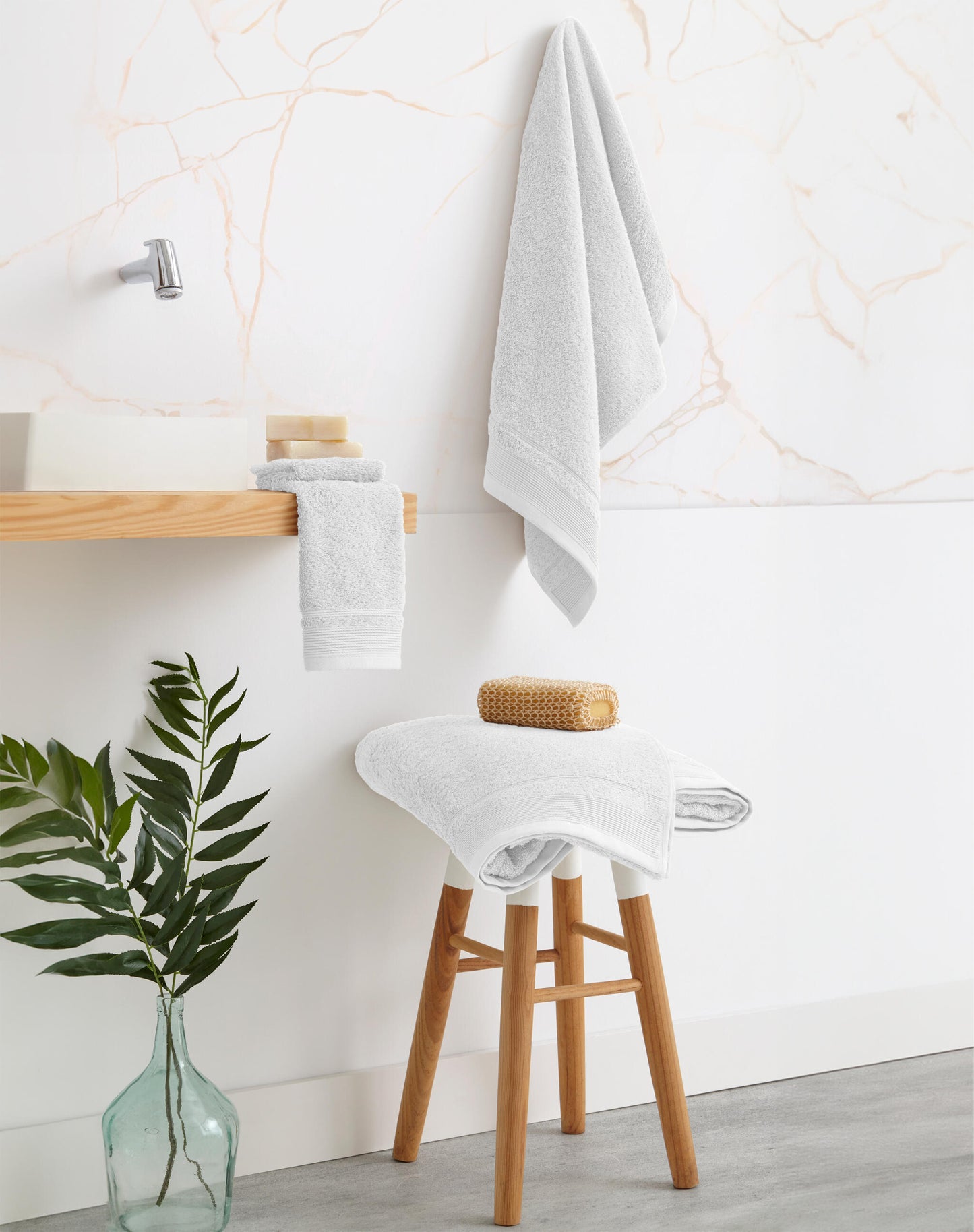 Juego De Toallas De Baño 3 Piezas: Tocador, Lavabo Y Sabana - 100% Algodón, 500 Gr Blanco_3