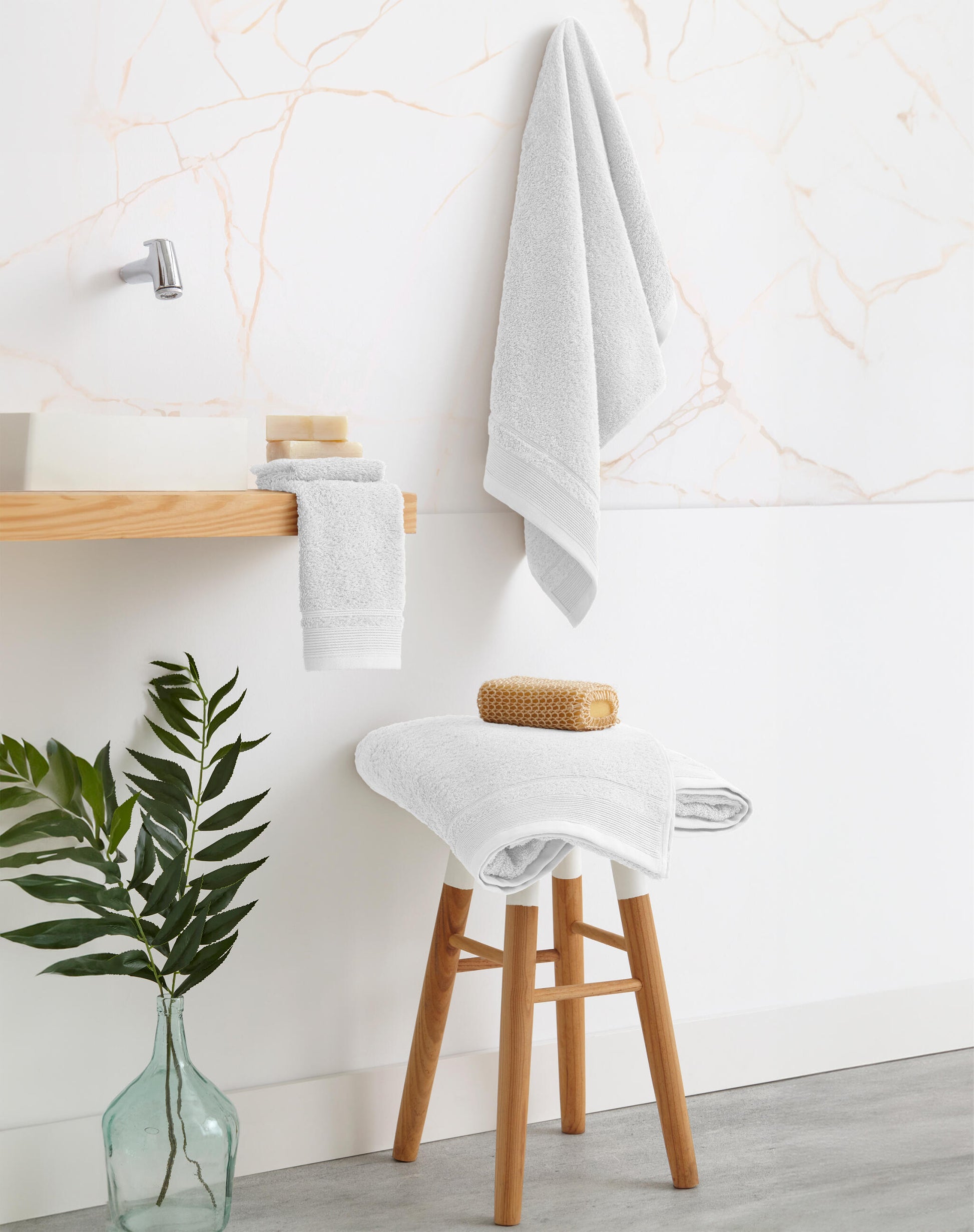 Juego De Toallas De Baño 3 Piezas: Tocador, Lavabo Y Sabana - 100% Algodón, 500 Gr Blanco_3