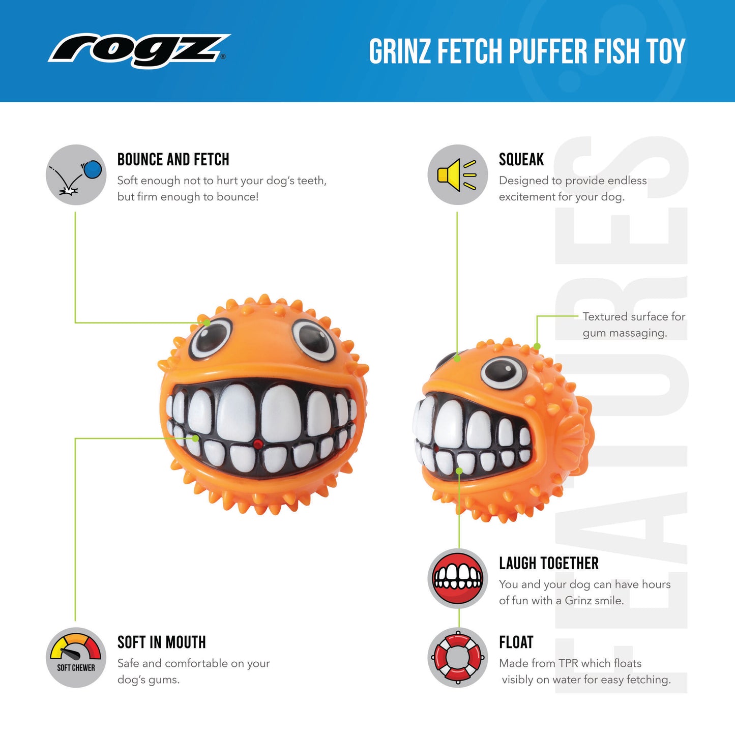 Juguete Para Perro Pez Globo 6,4cm Rogz_4