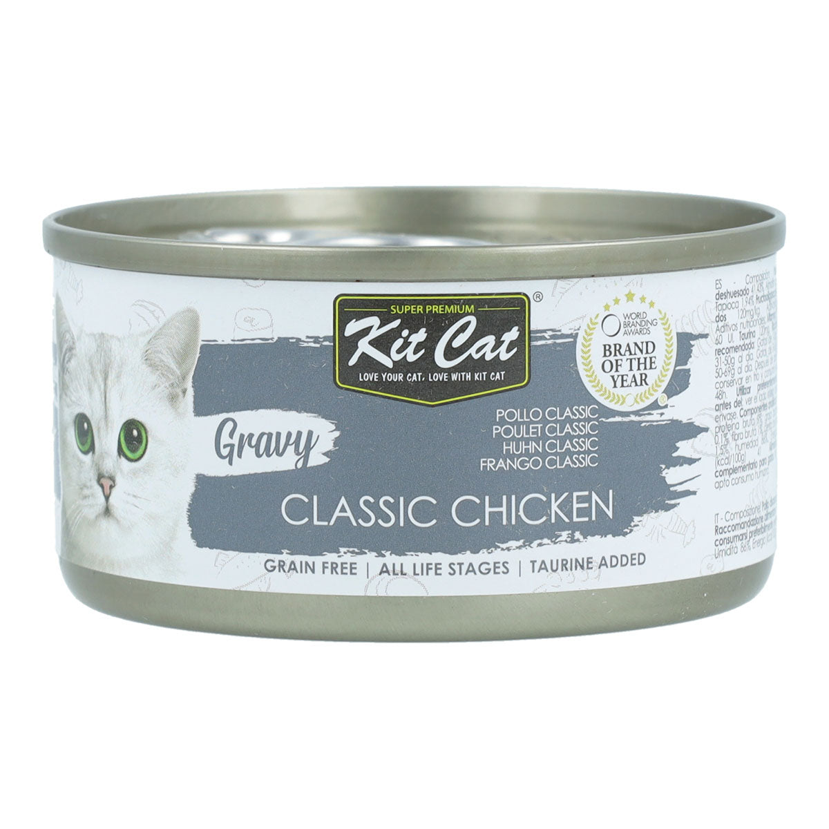 Kit Cat Lata Gravy - Pollo Classic 70 g Comida húmeda para gatos en salsa