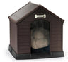 Keter Caseta De Perro Marrón Grande,incluye Cojín,cortina Y Etiqueta Nombre