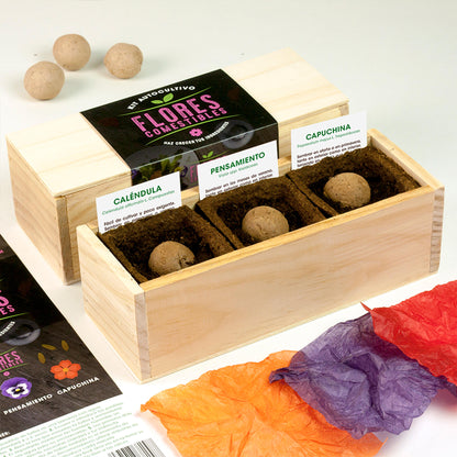 Kit Autocultivo Flores Comestibles Caléndula, Pensamiento y Capuchina | Regalo Gourmet - Resetea_2