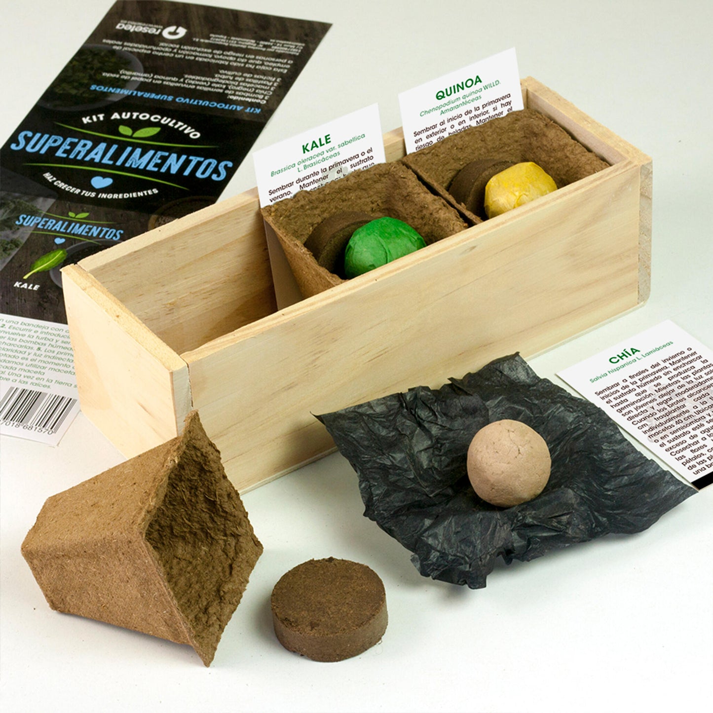 Kit Autocultivo Superalimentos Chía, Kale y Quinoa | Regalo Foodie y Vida Saludable - Resetea_1