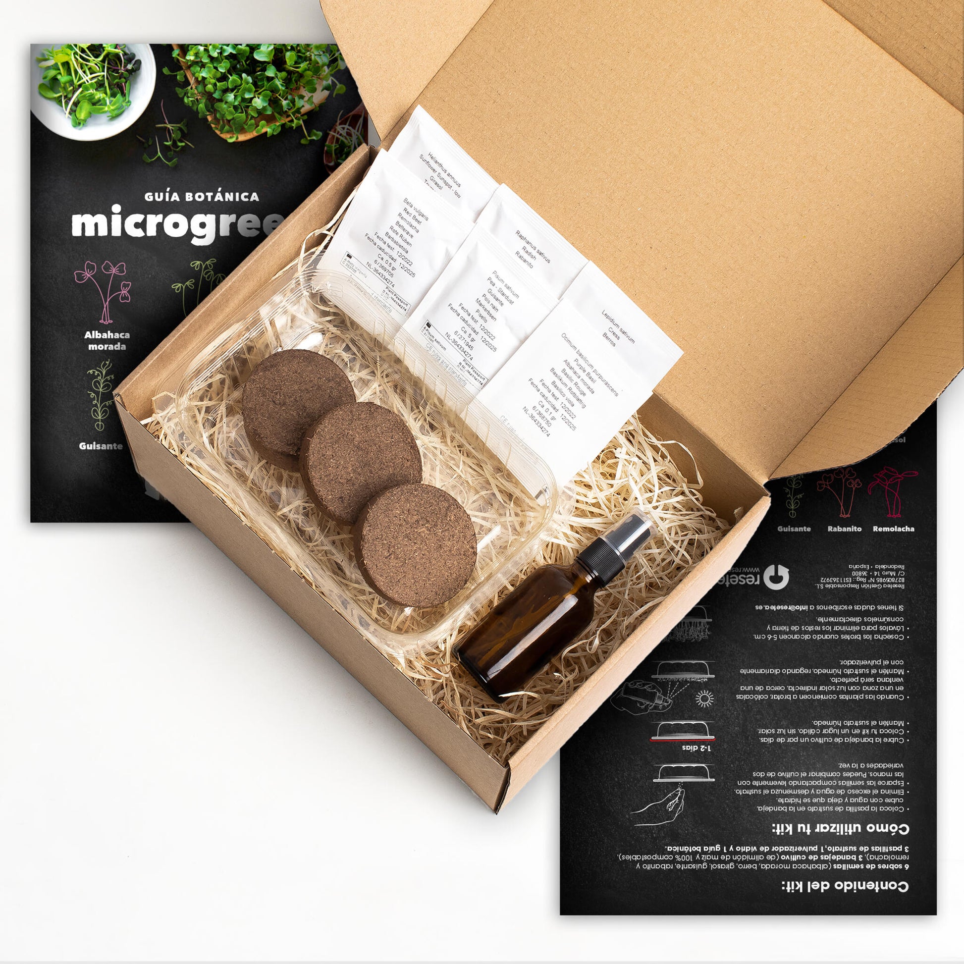 Kit Cultivo Microgreens | Albahaca Morada, Berro, Girasol, Guisante, Rabanito Y Remolacha En Casa_1