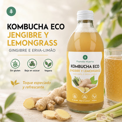 Kombucha ECO Jengibre y lemongrass Planeta Huerto 330 ml