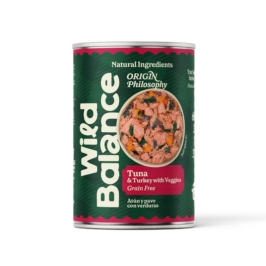 Lata Filosofía BARF de ATÚN Y PAVO Wild Balance 400gr