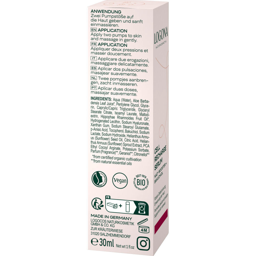 Serum facial energizante cell recharge Logona 30 ml