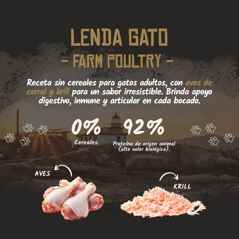 Pienso para Gatos Adultos Aves de Corral Grain Free Lenda 2 kg