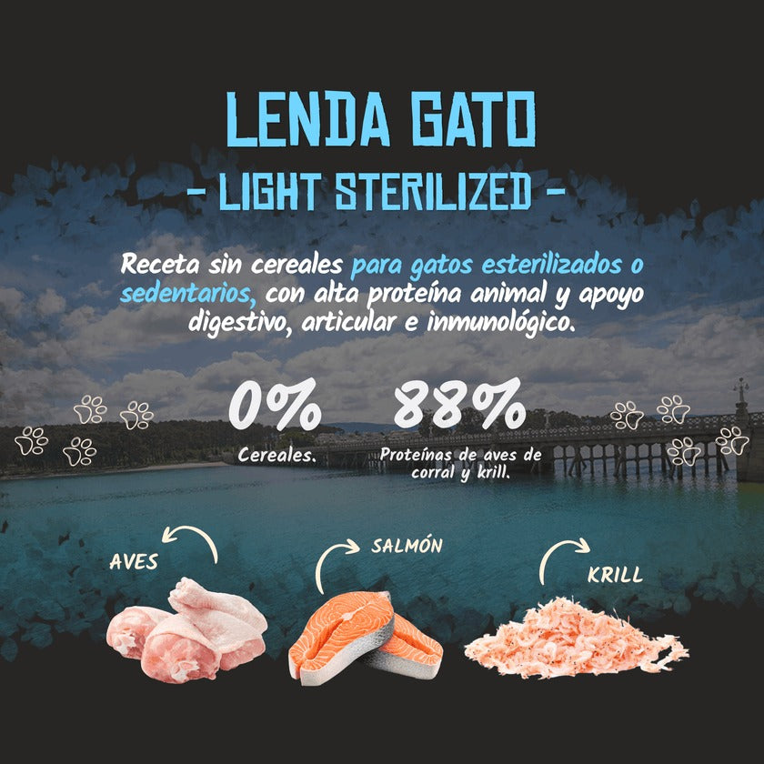 Pienso Light para Gatos Esterilizados Grain Free Lenda 2 kg