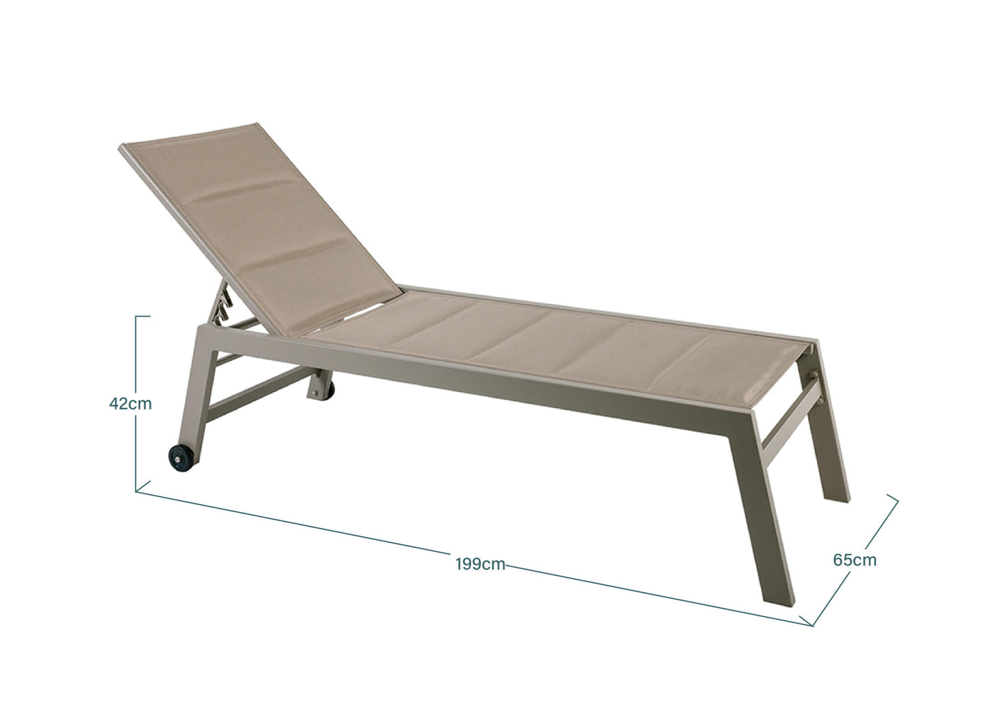 Lote De 2 Tumbonas Pampa Texaline Taupe Con 2x1 Espuma Y Aluminio Multiposiciones Con Ruedas Apilables 199x65x42cm_3