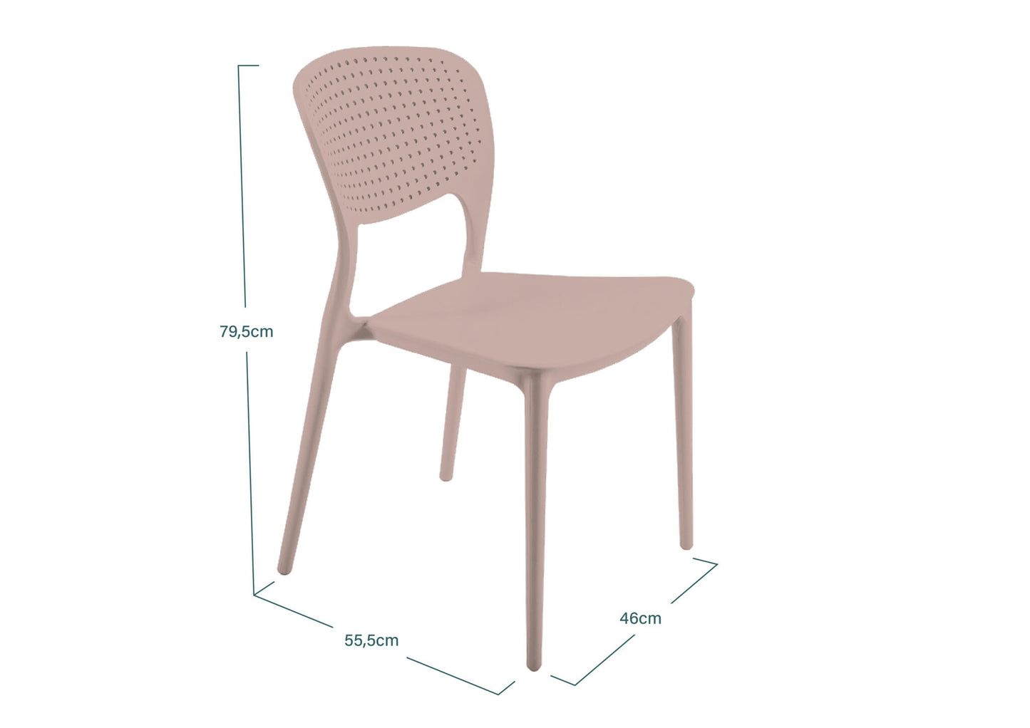 Lote De 4 Sillas Apilables De Polipropileno Kos Beige Putty - Muebles De Jardín - 46x51xh79.5cm_2
