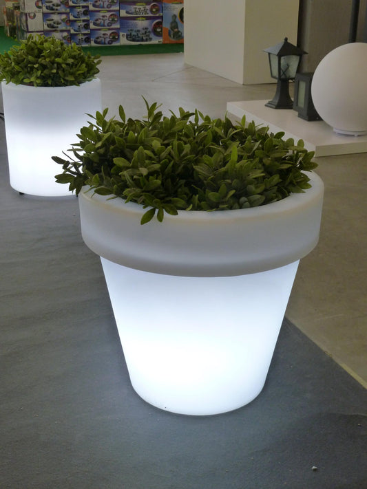 Macetero Magnolia / Ø30x29 Cm. / Blanco / Luz Fría Con Cable_0