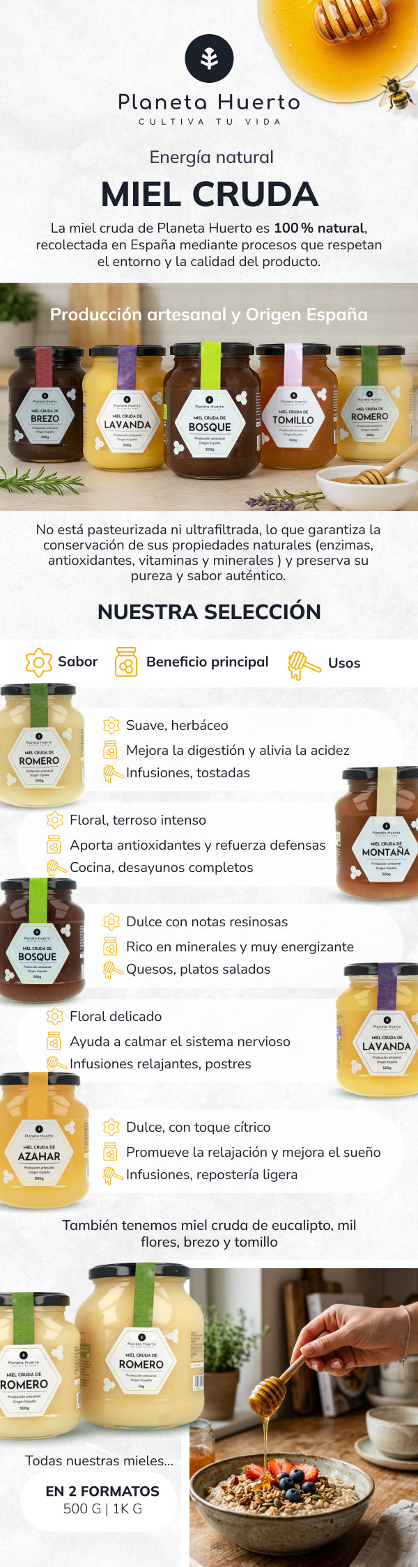 Miel Cruda de Bosque Planeta Huerto 500 gr