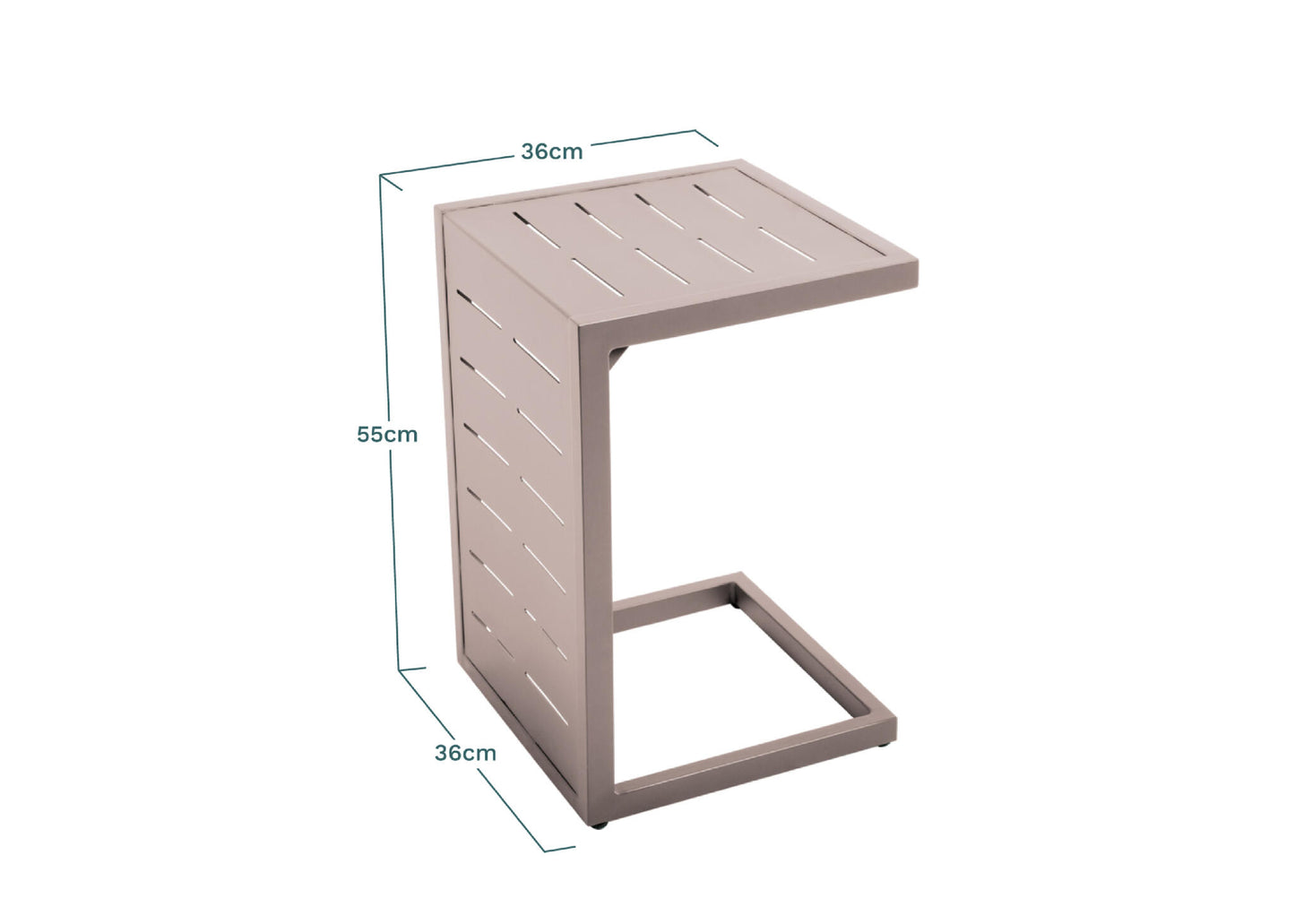 Mesa Auxiliar, Mesa De Jardín Multiposiciones Aluminio Topo 36x36xh55cm- Mobiliario De Jardín_5