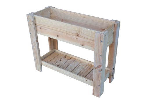 Mesa De Cultivo los Toscares De Madera Natural De 99 X 39 X 80 Cm 50l + Bolsa Geotextil, Huerto Urbano Para Interior.._0