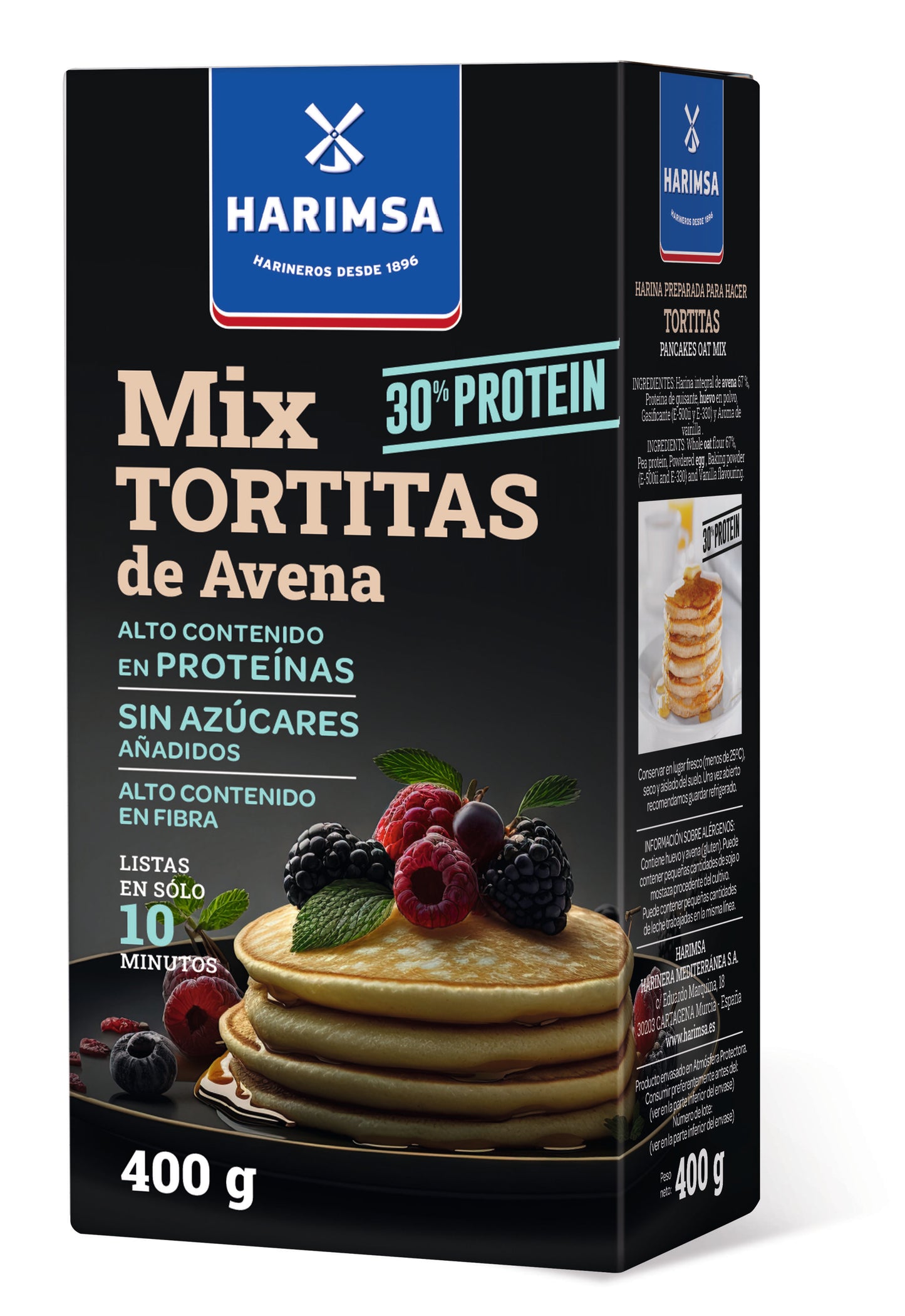 Mix Tortitas De Avena 30% Protein Alto Contenido Proteínas, Sin Azúcares Añadidos, Alto Contenido En Fibra 400g Harimsa_0