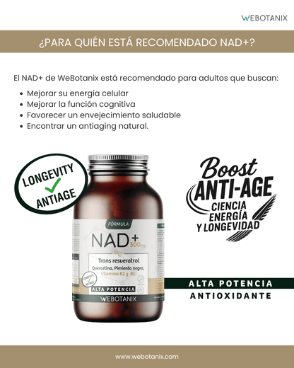 NAD+ 300 mg Trans Resveratrol WEBOTANIX 60 cápsulas