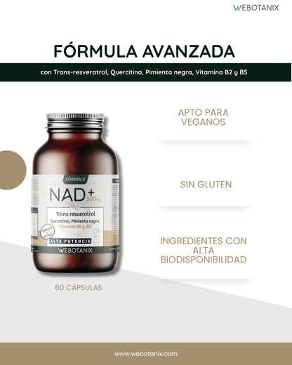 NAD+ 300 mg Trans Resveratrol WEBOTANIX 60 cápsulas