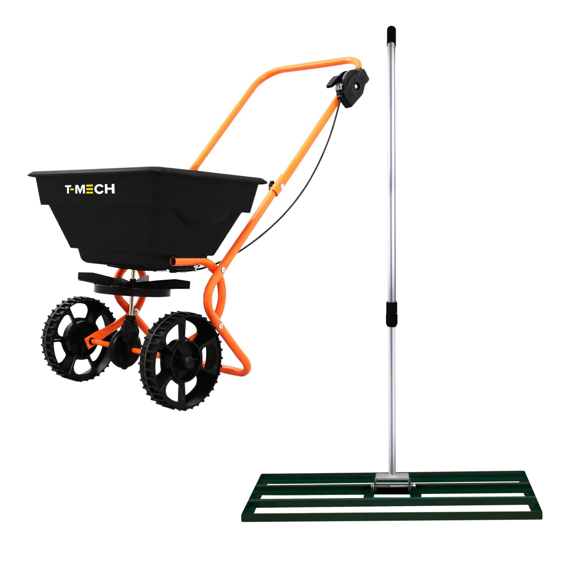 Nivelador De Césped T-mech De 100 Cm (verde) Y Esparcidor Rotativo_0