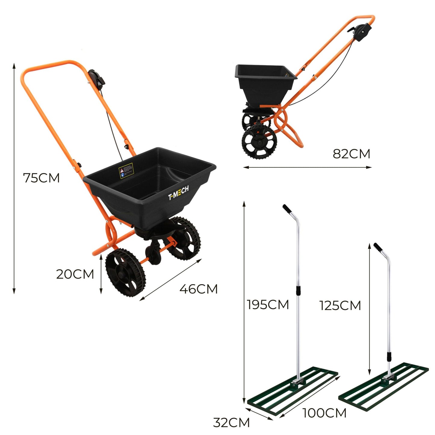 Nivelador De Césped T-mech De 100 Cm (verde) Y Esparcidor Rotativo_4