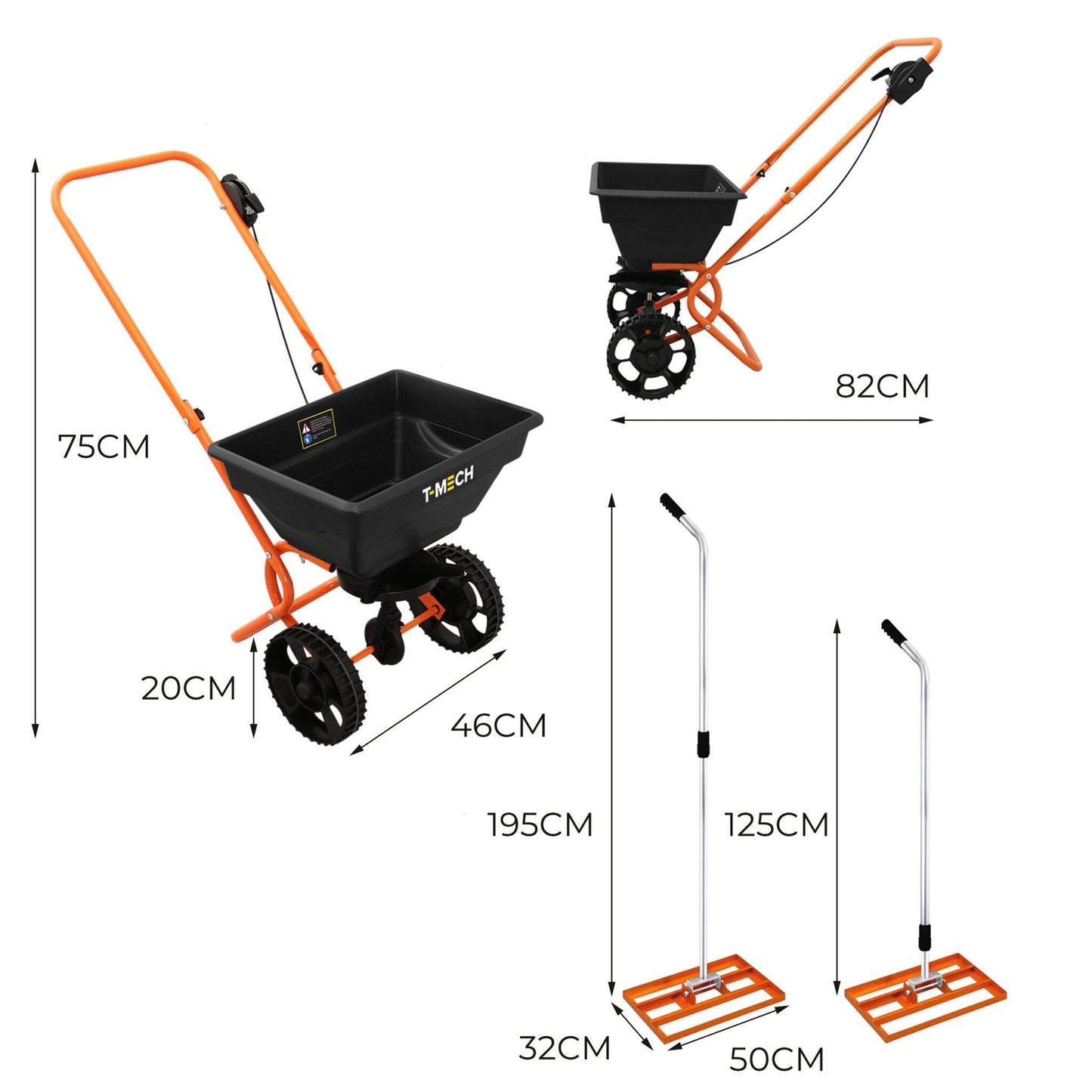 Nivelador De Césped T-mech De 50 Cm (naranja) Y Esparcidor Rotativo_4