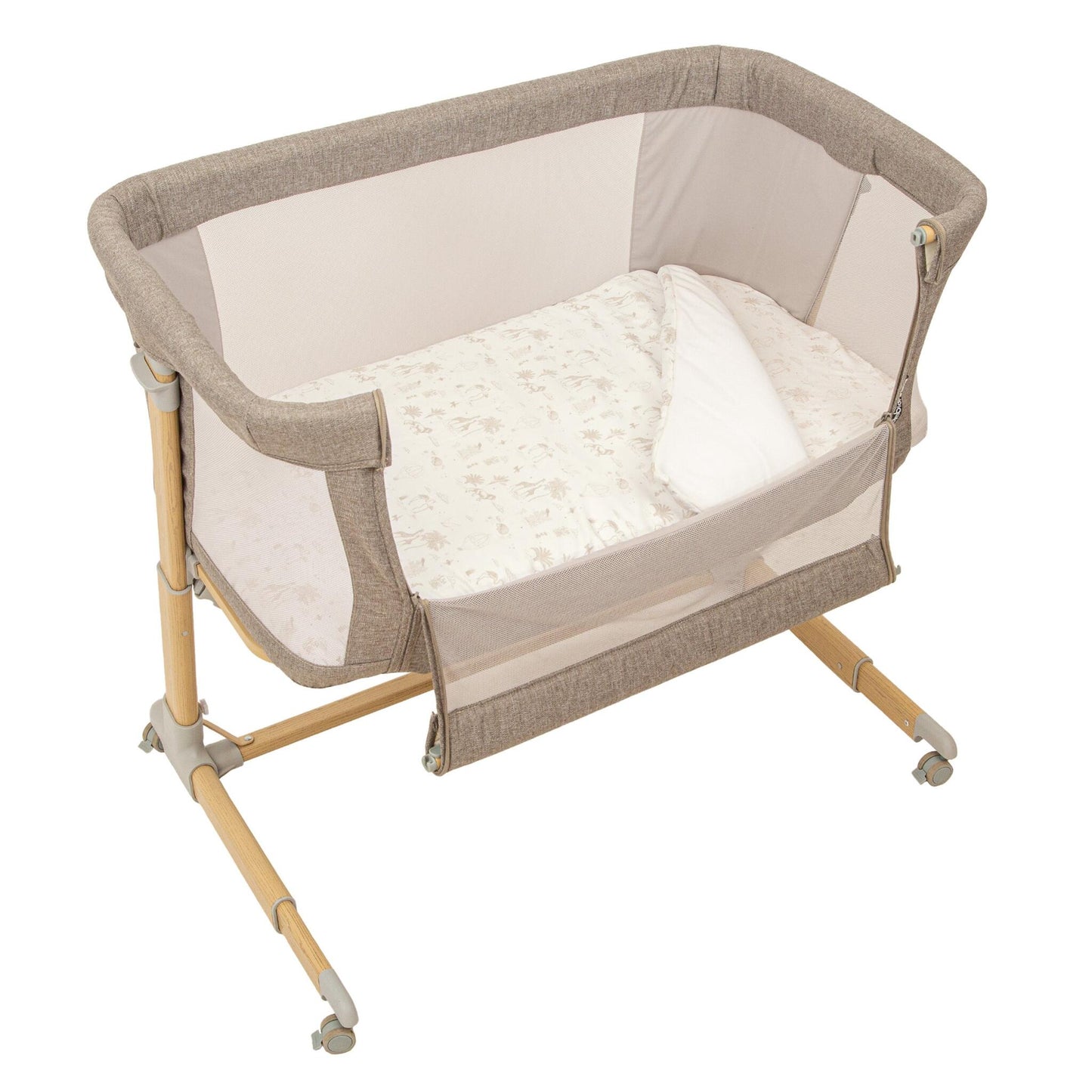 Noe Minicuna Colecho Efecto Madera Con Funda Nórdica_0