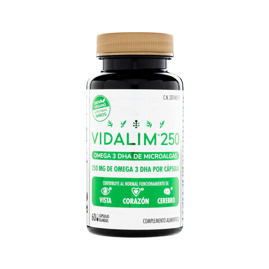 OMEGA 3 DE MICROALGAS VIDALIM 250 VEGANO: 250 mg DHA VEGANO POR CAPSULA | 60 CAPSULAS._0