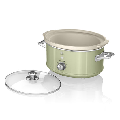 Olla Cocción Lenta Retro, 3,5l, Recipiente Extraíble Antiadherente Cerámica Libre Pfoa, Vintage Swan Sf17021gneu Verde_4