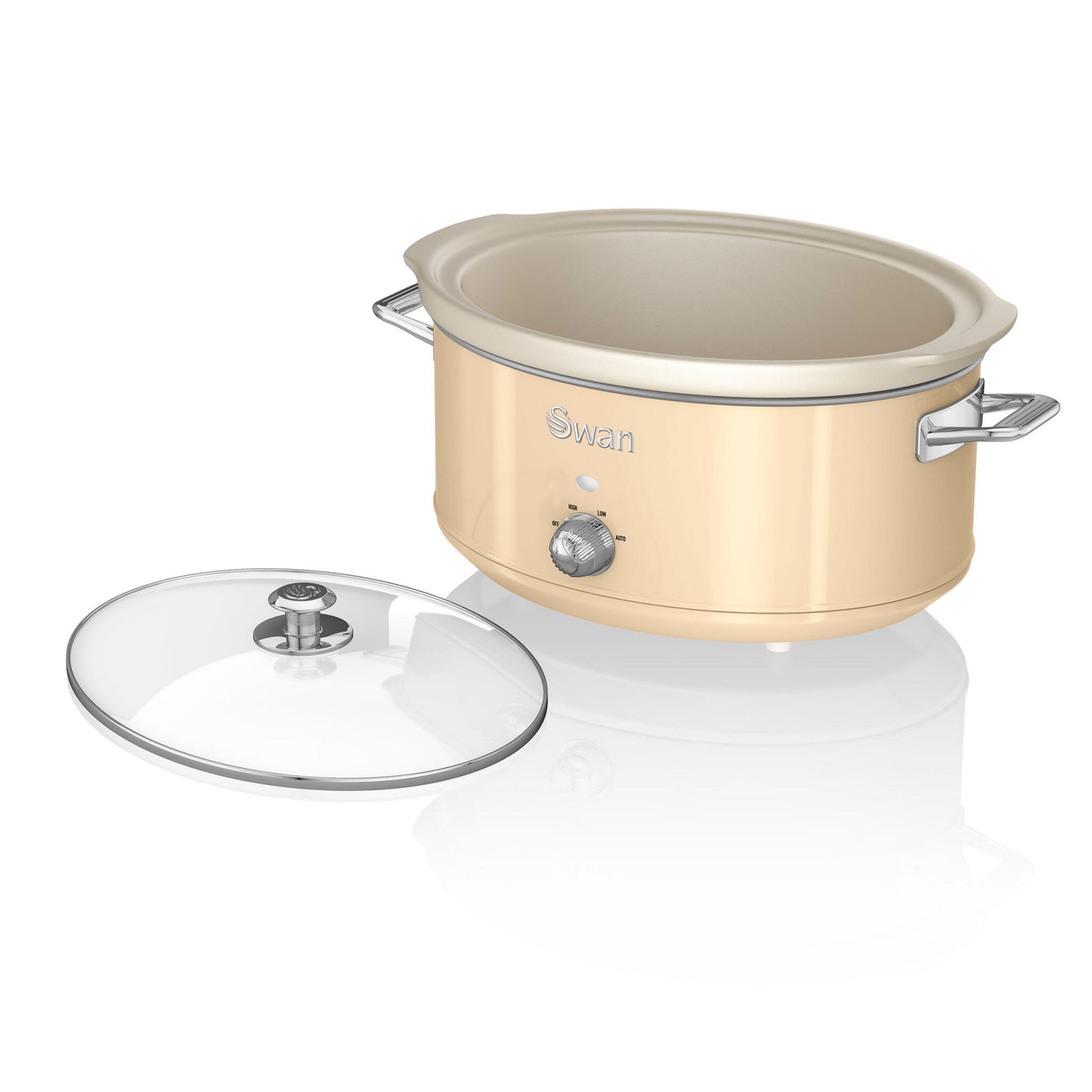 Olla Cocción Lenta Retro, 6,5l, Recipiente Extraíble Antiadherente Cerámica Libre Pfoa, Vintage Swan Sf17031cneu Crema_2