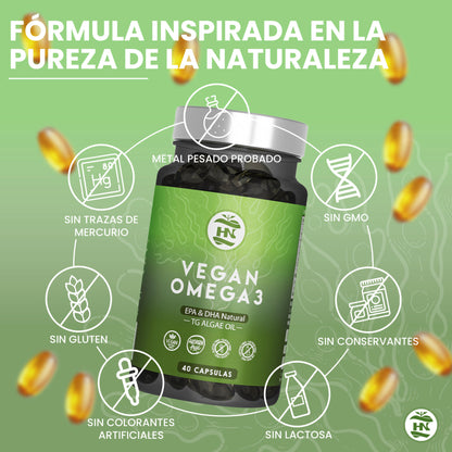 Omega 3 Vegano De Algas, 40 Caps Con Vitamina E, Ideal Para Cerebro Y Corazón, Seplemento Para Veganos-vegetarianos_4