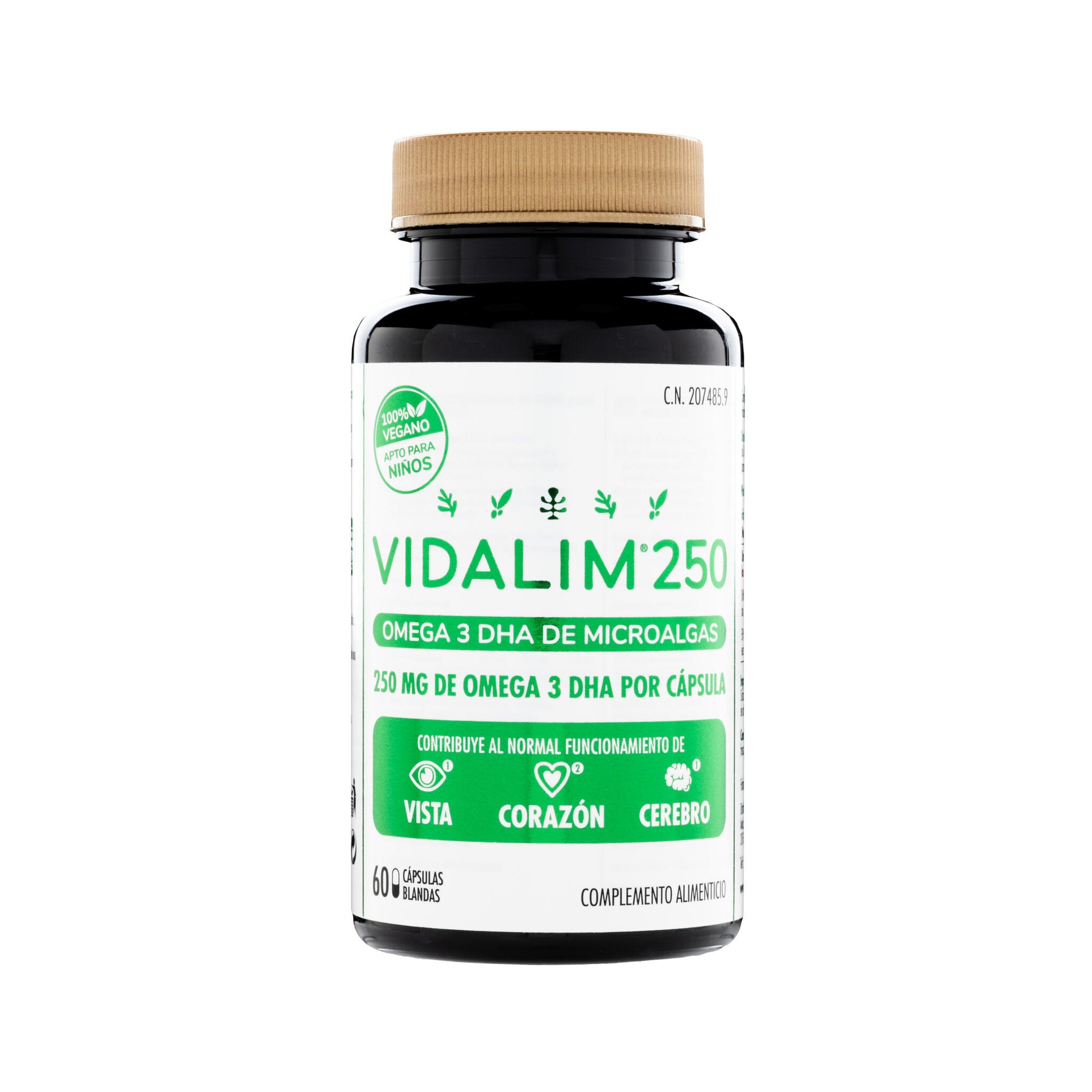 Omega 3 Vegano de Microalgas con 250 mg de DHA – 60 Cápsulas Vidalim_0