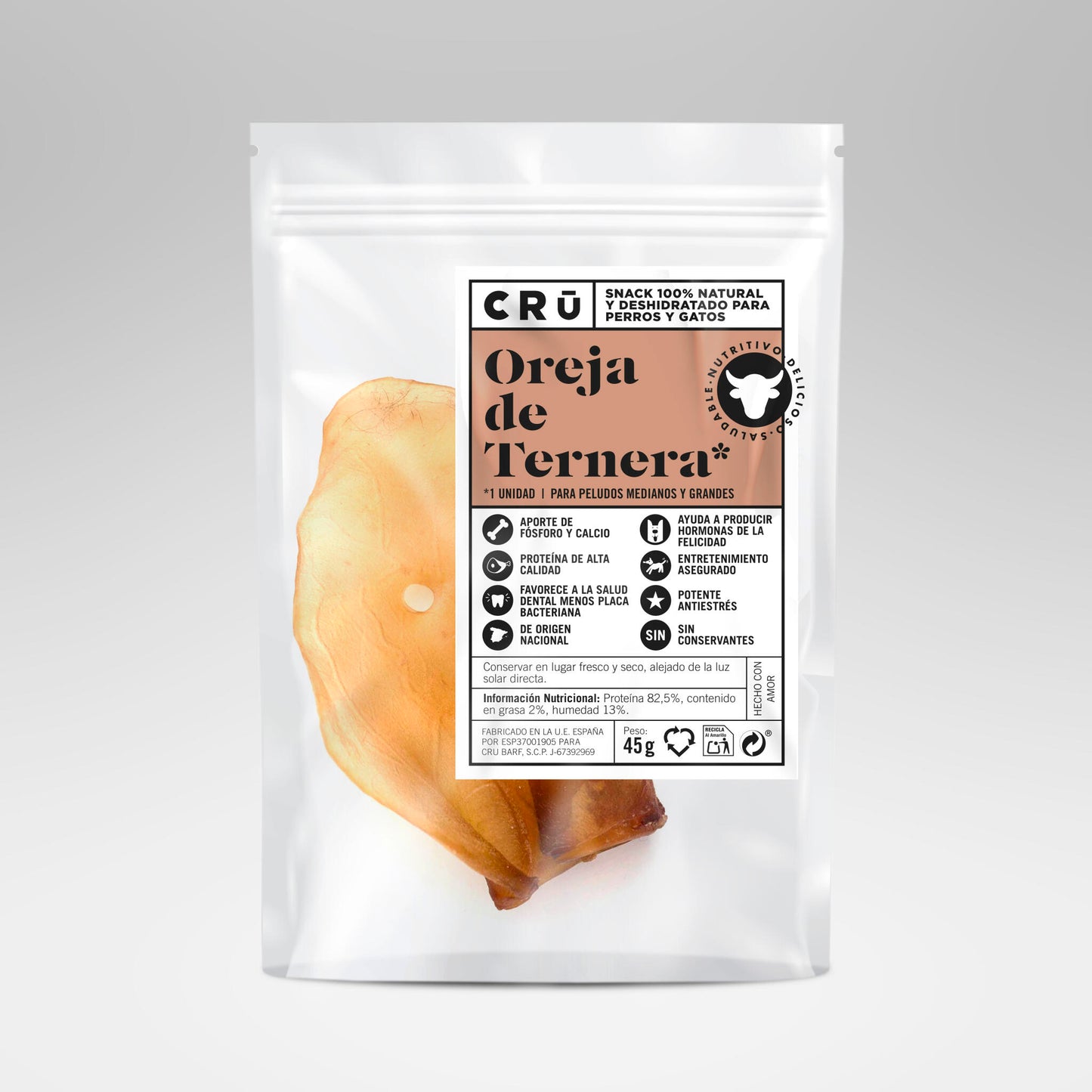 Oreja De Ternera Deshidratada - Snack 100% Natural Para Perro_0