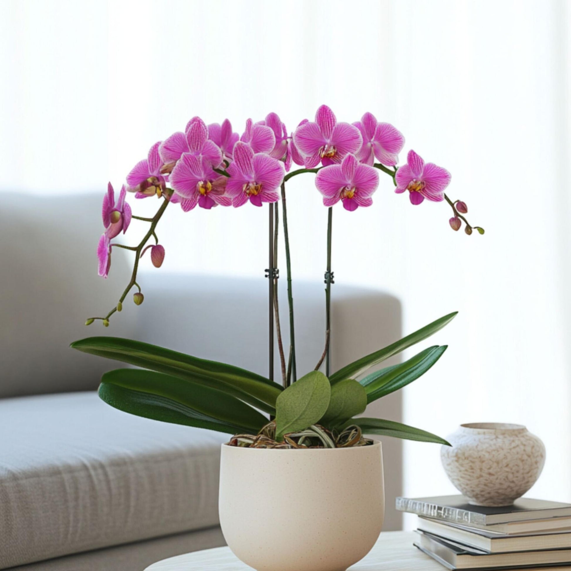 Orquídea Mariposa - Phalaenopsis Multiflora Con Cesta - Altura 35-45cm - ⌀12cm_1