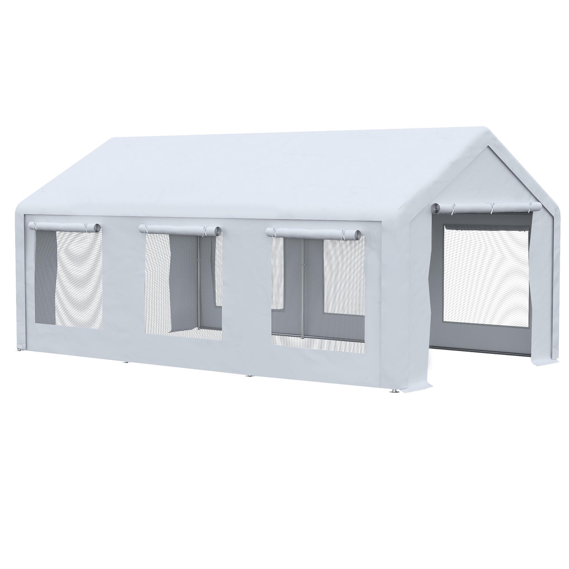 Outsunny Carpa Para Fiestas 6x3m Con 2 Paredes Extraíbles 6 Ventanas Cremalleras_0
