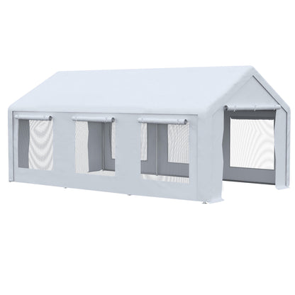 Outsunny Carpa Para Fiestas 6x3m Con 2 Paredes Extraíbles 6 Ventanas Cremalleras_0