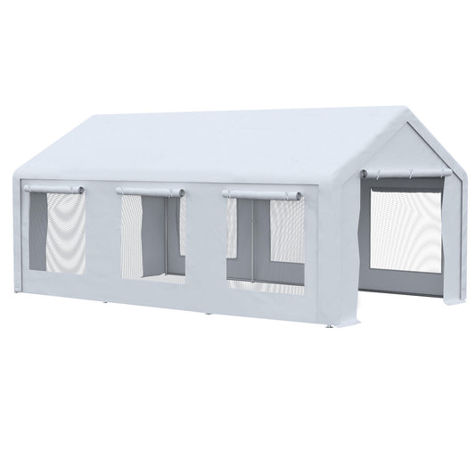 Outsunny Carpa Para Fiestas 6x3m Con 2 Paredes Extraíbles 6 Ventanas Cremalleras_0